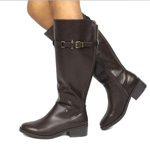 Women's Knee High Riding Boots Wide Calf Vegan NEW